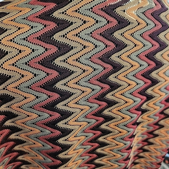 Ya Los Angeles Crochet Back Orange & Brown V neck 65% Cotton 35% Rayon Top Sz S - Picture 5 of 7